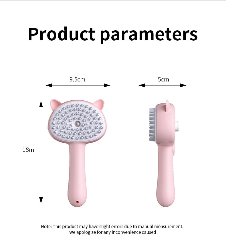 Hair Cleaning Brush with Mist – 3-in-1 Self-Cleaning Grooming Brush for Cats & Dogs