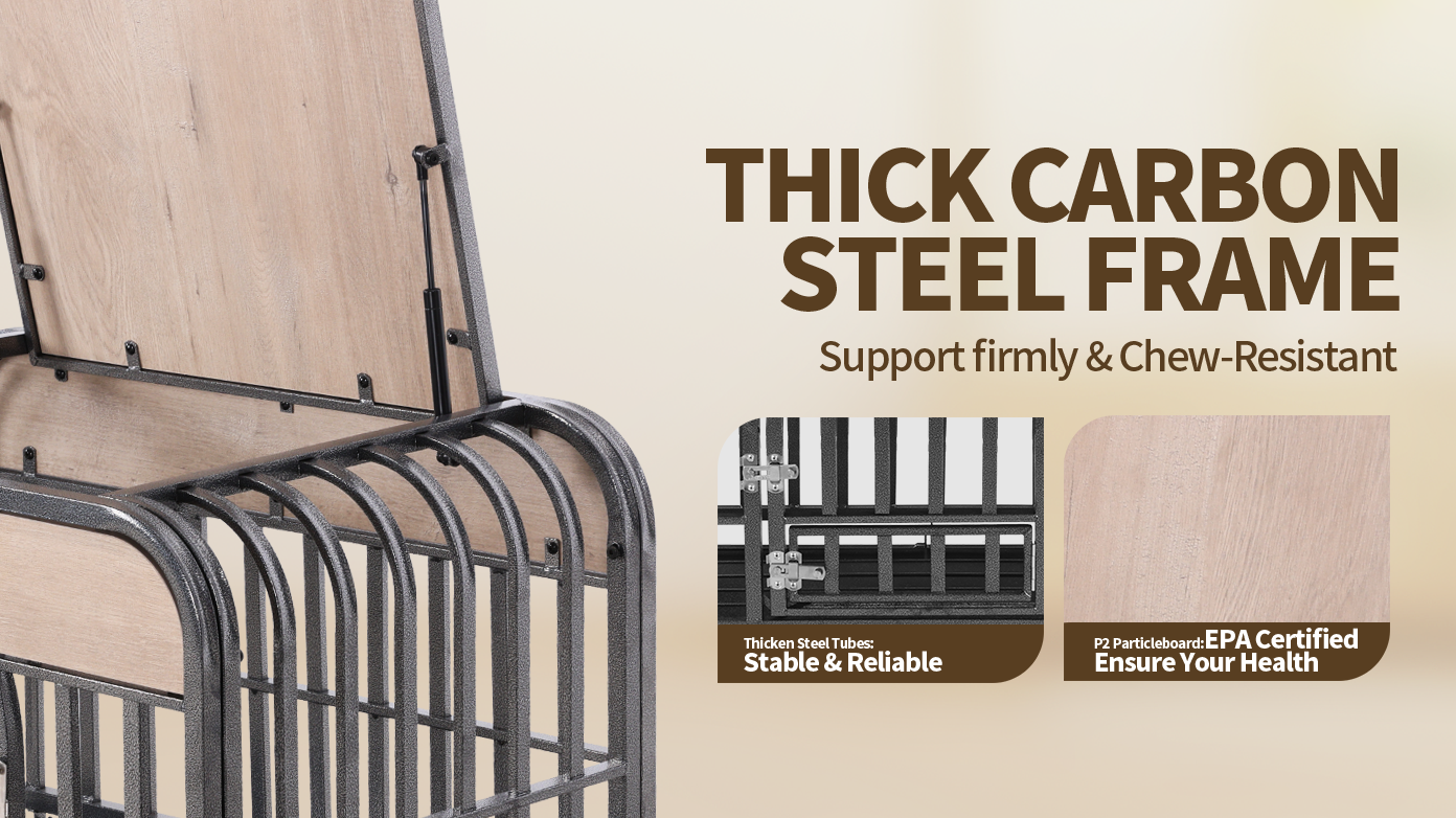 46-Inch Heavy Duty Furniture-Style Dog Crate with Removable Trays & Wheels – Ideal for High Anxiety Dogs